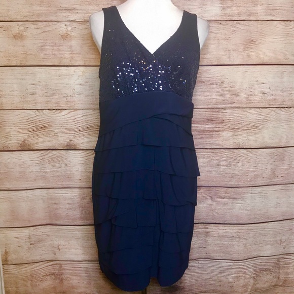 B. Smart Dresses & Skirts - Navy Blue Tiered Dress w/sequin top